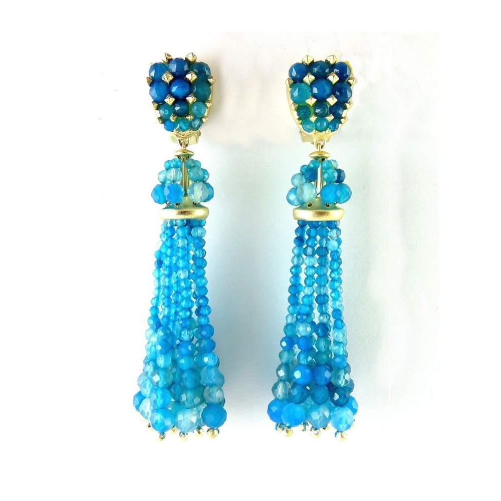 Authentic KENDRA SCOTT Teal Tassel Clip Earrings
